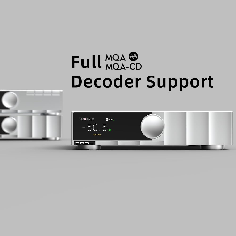 SMSL D200 DAC audiofile ROHM BD34352EKV 32-bit/768kHz DSD512 Hi-Res MQA-CD CK-03 USB ottico coassiale
