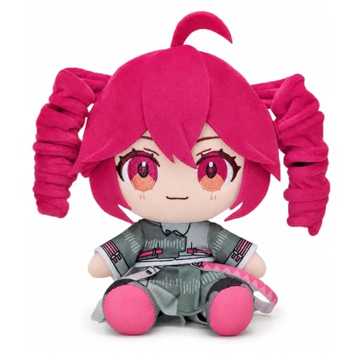 Image of 8 Inch Red 3D Drill Twin Tail Ponytail Collectible Anime Character Kasane Teto Plush Collectible Pink-Green Costume Cute Pillow