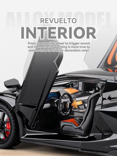 Image of 1:24 Lamborghini Revuelto Diecast Metal Pull Back Car - 4 Openable Doors with Sound & Light | Perfect Toy Decoration & Gift for Kids【Colors as Per Stock】