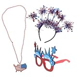 Garneck 3pièces Étoile De Fête Bandeau Patriotique Lunettes Du Juillet Décorations Ext...