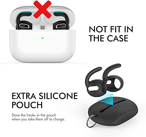 Image of AhaStyle 3 Pairs AirPods Pro Ear Hooks Covers Accessories [Added Storage Pouch] Compatible with Apple AirPods Pro 2019 (Black) | Added Storage Pouch, Anti Slip, Secure Fit, Comfortable Silicone Ear Tips Compatible with Apple AirPods Pro 2019 (Black)