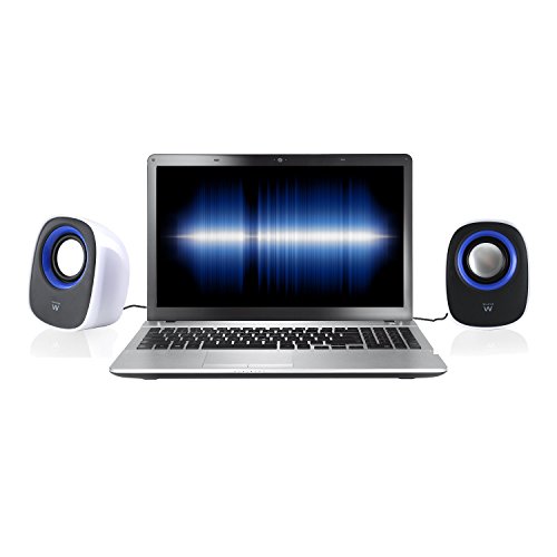 Ewent Sistema Audio 2.0 Speaker Casse Stereo, Alimentate via USB, Bianco/Nero/Blu
