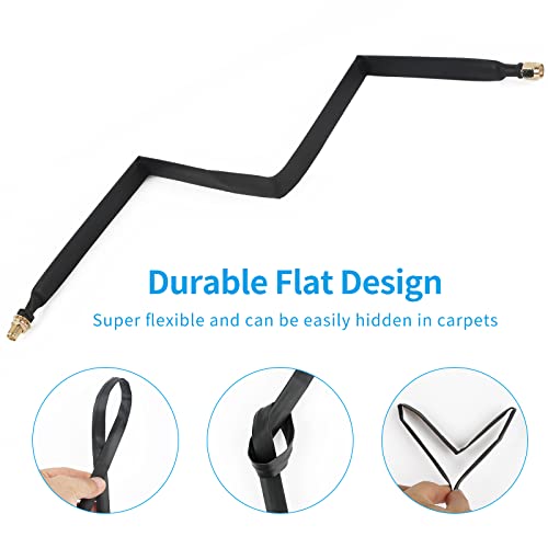 Nelawya Lora Flat Cable Rp-Sma Male To Rp-Sma Female Window And Door Feed Thru Coaxial Cable Extension Adapter For Lora Wifi Lorawan Antenna Bobcat Nebra Rak Helium Hotspot Hnt Miner Mining Antenna #TOP3