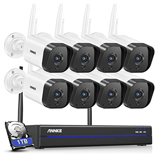 ANNKE Kit Videosorveglianza WiFi con Audio a 2 Vie, 10 Canali 5MP NVR e 8 Telecamere Esterne Wireless 3MP, Rilevamento di Persone/Veicoli, Visione Notturna IR 100ft, Compatibile con Alexa, 1TB