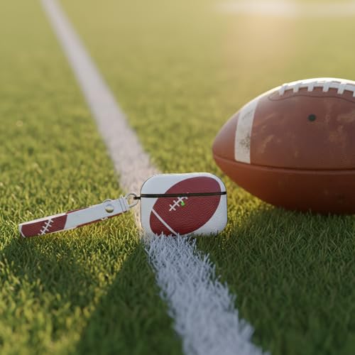Image of Football PU Leather Cover for Apple AirPods 4, Fits 2024 4th Gen Charging Case A3058 and A3059, Protective Shell with Keychain, Brown