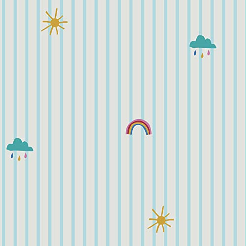 Joules Vliestapete Whatever the Weather Icons Haze Blue 10mx52cm | Tapeten Wohnzimmer, Wandverkleidung | Einfach anzubringen und zu Entfernen 1005 x 52