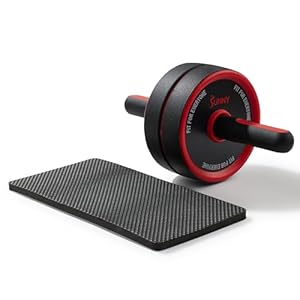 Sunny Health & Fitness Waist Trainer Ab Roller with Elbow Support, Training Wheels, Foldable for Home Gym, Abdominal Exercises, Core Strength, Glute Trainer, Crunch Workouts with Optional Dip Station
