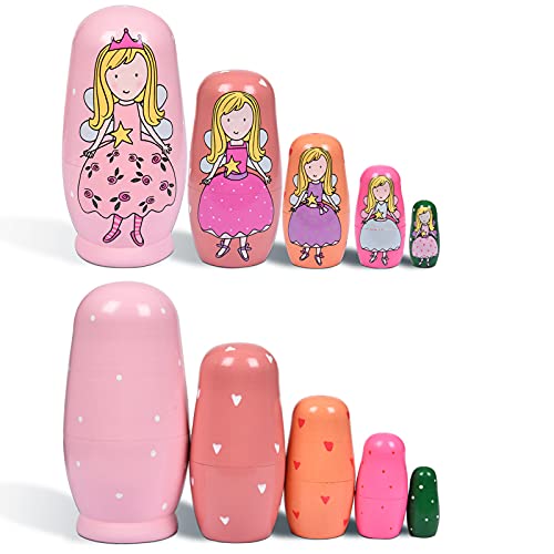 Hysiguan Handmade Wooden Russian Nesting Dolls - Painted Matryoshka Gift Boxes For Birthday, Wedding, Party & Room Decor (Princess) #TOP4
