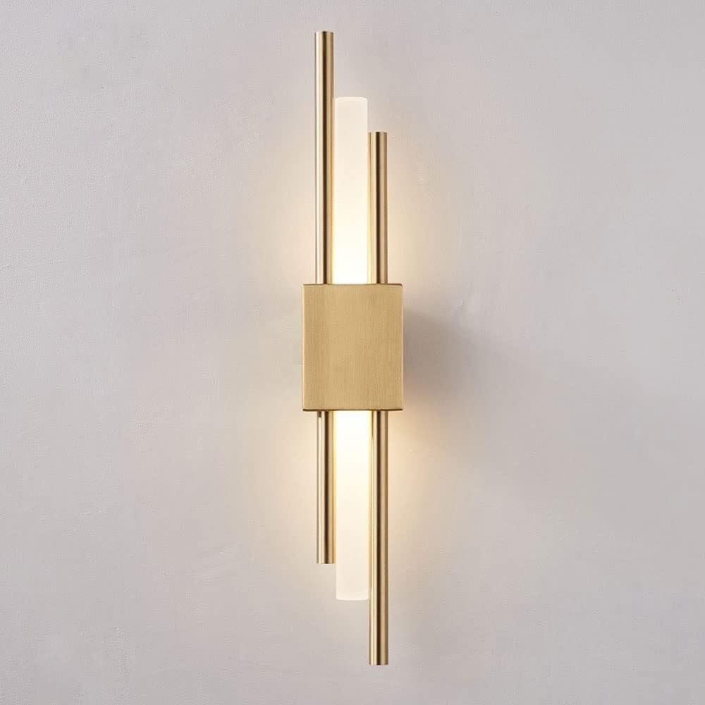 Lamp Aplique de Pared Largo Dorado Moderno, lámpara de Pared Lineal, lámpara de Pared LED Junto a la Cama Dorada, iluminación de Pared de Tubo Creativo, cableado, Minimalista, Dormitorio, Sala de
