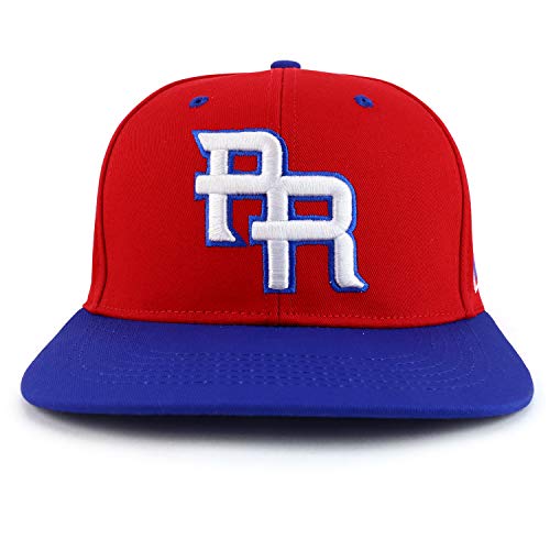 Image of Trendy Apparel Shop PR 3D Embroidered Flatbill Snapback Cap with Puerto Rico Flag