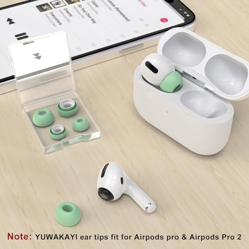 Image of 3 Pairs Replacement Ear Tips for AirPods Pro and 2nd Generation with Noise Reduction Hole, Silicone Ear Tips for AirPods Pro with Portable Storage Box and Fits in Charging Case (S /M /L, Mint Green)