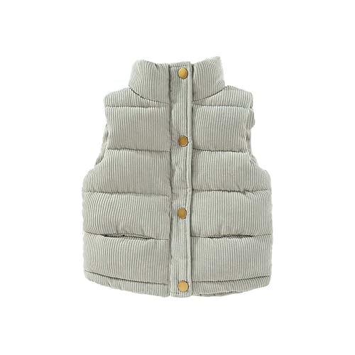 Generic - Babywearing Jacket,Girl Boy Corduroy Sleeveless Jacket Winter Gilet Kids Warm Down Vest Stand Collar Outwear Lightweight Waistcoat（3-4 Years,01-Gray）