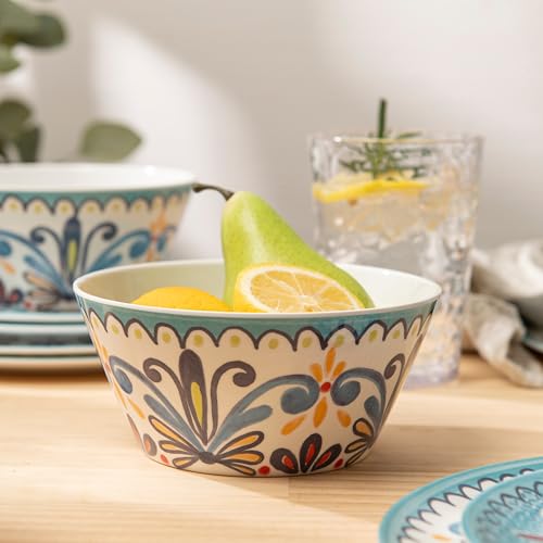 Bzyoo 12-Piece Melamine Dinnerware Set - Madallion | Lightweight, Durable, BPA-Free | Dishwasher Safe Dish Set for Indoor & Outdoor Use - Perfect for Camping, BBQs, Kids Parties by bzyoo - Used condition - Image 4