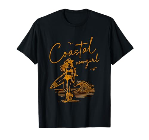 Coastal Cowgirl Surfer Ocean Vibes Waves T-Shirt