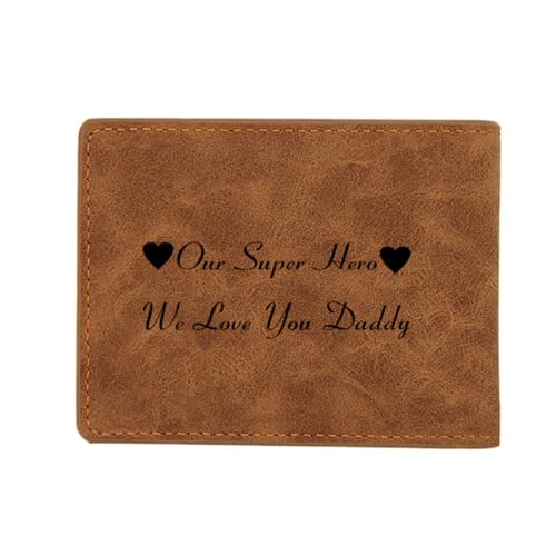 Personalized Photo Wallet for Men Custom Picture & Text Short Wallets Father's Day Gift Anniversary for Husband Him (Brown)3