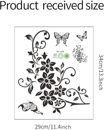 Schwarze Blumen Schmetterling Badezimmer WC Sitz Deckel Abdeckung Decals Aufkleber PVC Aufkleber Abnehmbare Selbstklebende Toilette Dekor Kunst Dekoration Toilettendeckel Abziehbilder Toilettenzubehör