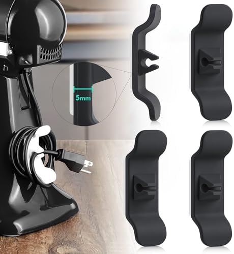 Cord Organizer for Appliance Black – Kitchen Appliance Cord Organizer Stick On, Cord Holder Wrapper for Appliance Usefull Home Essentials Gadgets, Kitchen Must Have Appliance Accessories for New Home