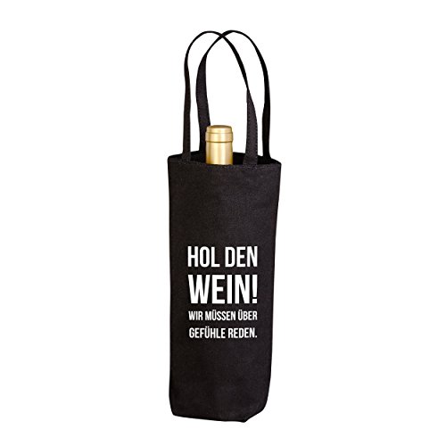 VISUAL STATEMENTS® Flaschenbeutel mit Spruch/Viele verschiedene Sprüche & Designs / 100% schwere Baumwolle - 340 g/m² / Hält Flaschen bis zu 1,5 l/Wein Geschenk/Hol den Wein Cover