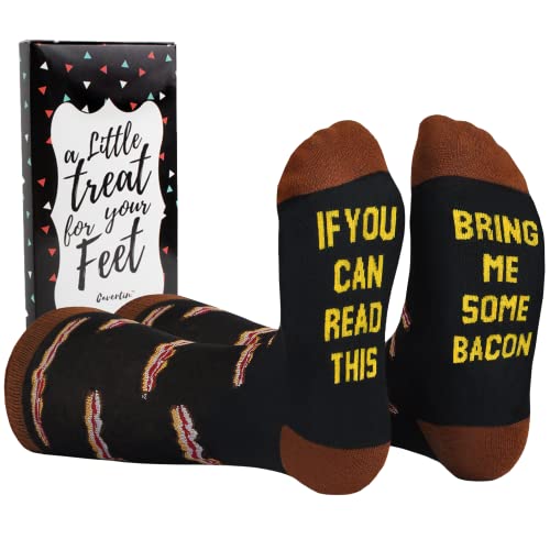Cavertin Mens Funny Socks Hunting Fishing Football Baseball Gaming Golf Taco Pizza Bacon Christmas Gift for Men (Bacon)