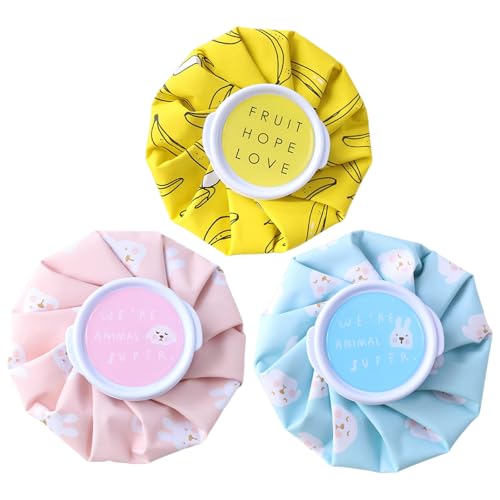 Ice Bags for Injuries Hot and Cold Pack with Three Cartoon Designs Reusable Ice Bag for Pain Relief Hot Water Bag for Back Pain Compact 14.5 x 14.5 cm Size