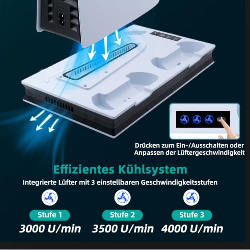 PS5 Kühler Standfuß mit Controller Ladestation für PS5 Pro/Slim/UHD – Ansicht 5
