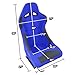 DNA MOTORING 2PCS Fixed Back Racing Bucket Seats with Side Brackets & Sliders, Compatible with 4 Point Harness, Pineapple Fabric w/PVC Leather, Blue, RS-JBR-008-BL