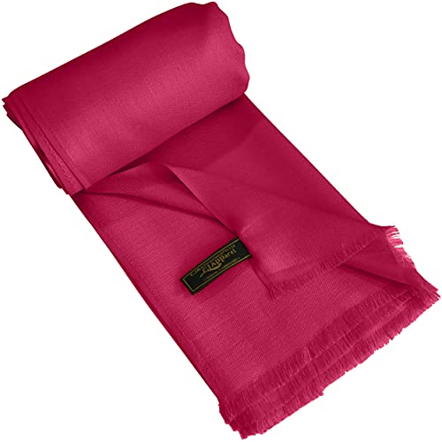 CJ Apparel Fuchsia Pink Solid Color Fringe Design Nepalese Shawl Seconds Scarf Wrap Stole Throw Head Wrap Pashmina Hand Made in Nepal New3