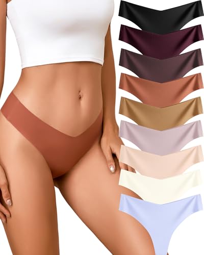 Take Talk Womens Underwear Seamless Thongs 9 Pack Sexy Panties No Show V-waisted Invisible Tangas Lingerie for Women