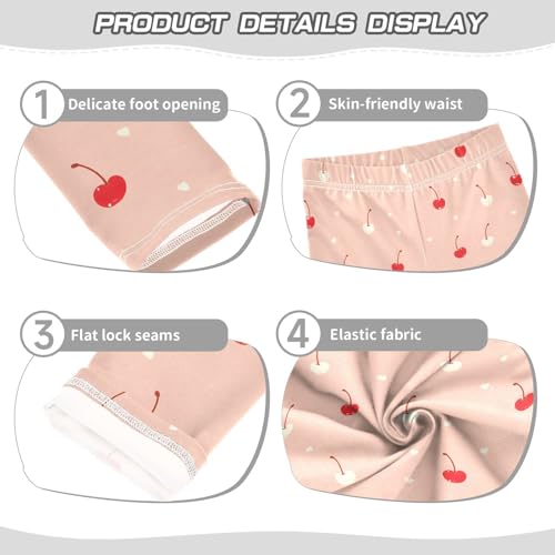 Cute Cherry Heart Girls Leggings Soft Stretch Workout Yoga Dance Pants for Kids Casual Tights3