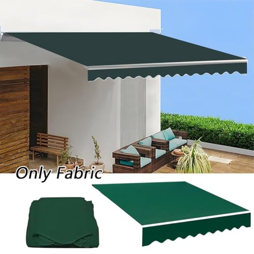 XBTGS Tessuto di ricambio per tenda da sole retrattile impermeabile di alta qualità, baldacchino in poliestere per ombreggiatura, terrazza, balcone e cortile, verde, 500 x 400 cm, verde - 500 x 400 cm