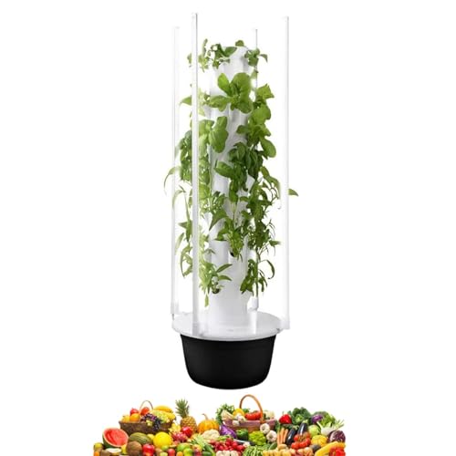 Torre aeroponica verticale, torre di coltivazione intelligente, giardino di erbe aromatiche da interno con pompa e serbatoio d'acqua mobile, torre di coltivazione verticale,36Holes+LED
