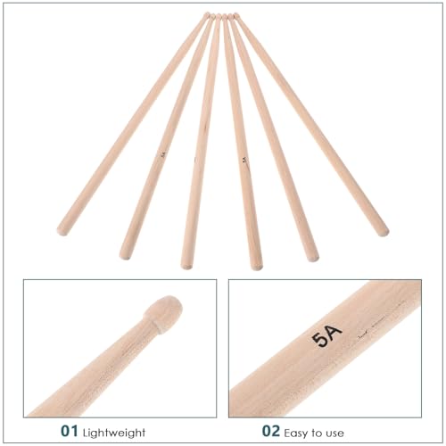 Baquetas Toddmomy de madera de arce, 3 pares, para práctica de batería, adecuadas para baterías electrónicas, kits de batería y jazz, desde principiantes hasta profesionales miniatura 3