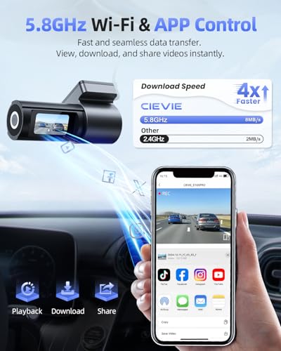 Image of 4K Dash Cam Front and Rear, GPS & 5G WiFi & 64GB SD Card, G-Sensor