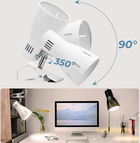 Milpoel Clip On Desk Lamp with E27 Bulb Holder, Clamp Light with Switch, UK Plug, Portable Reading Lamp for Table Bedside - Image 3