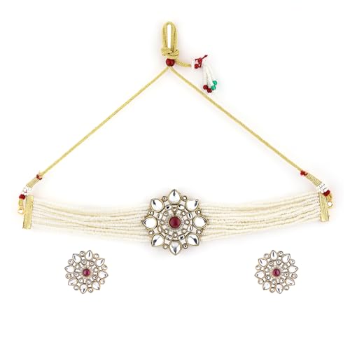 Image of Rubans Choker Necklace Set Traditional Stylish Jewellery Gift for Women & Girls