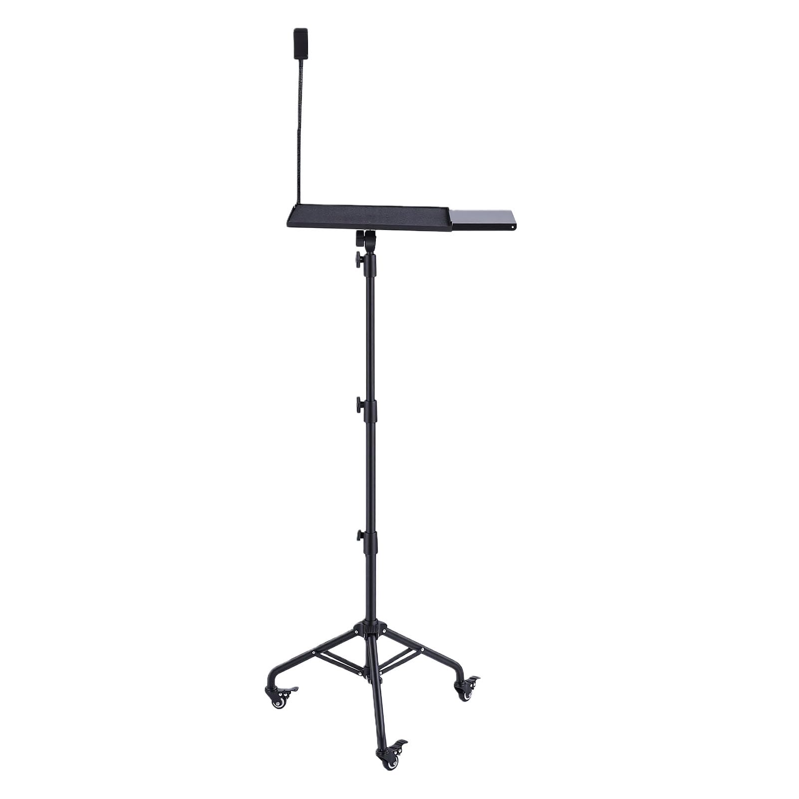 Supporto per Laptop Regolabile in Altezza 28-51,2 Pollici, 3 Ruote Silenziose, Vassoio Staccabile per Mouse, Supporto per Telefono 360° per Ufficio e Casa
