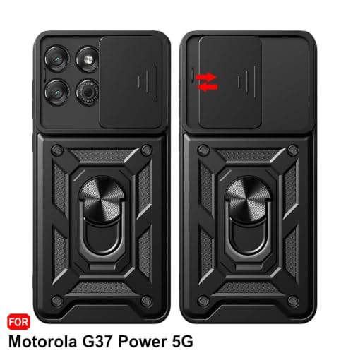 Image of AIBEX Back Cover Compatible for Motorola G77 Power 5G / G37 5G / G37 Power 5G | D10 Tough Armor Case | Sliding Camera Shield | 360 Protection | Kickstand Ring Holder | Military-Grade Bumper Case
