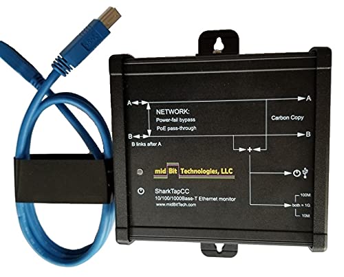 Image of SharkTapCC Ethernet Tap - 10-1000BaseT - Power-fail Relays, PoE Pass-through - 1 Count
