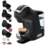 Upgrade Máquina de Cápsulas Café Espresso 5 en 1 19 Bar para Nespresso/Dolce Gusto/LAVAZZA MIO/LOR y Café Molido/ESE, Cafeteras Automáticas Pequeñas con Cápsulas, EM-308B (Negro)