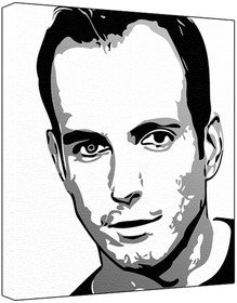 Will Arnett (100% Original Painting. Not A Print ) Acrylic Paint On Deep Framed Canvas (60 x 50 x 1.8 cm) 3-Colour Black/Grey/White-image-18