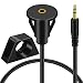BATIGE 3.5mm Male to 3.5mm Female Car Truck Dashboard Waterproof Flush Mount 3.5mm 1/8" AUX Audio Jack Extension Cable with Mounting Panel for Car Boat and Motorcycle (3ft)