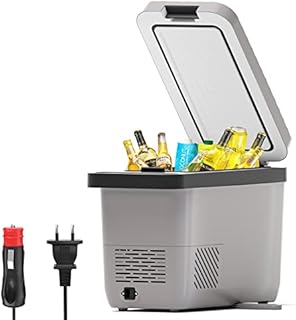 Portable Freezer 12 Volt Car Refrigerator, 17 Quart Portable Car Freezer Compressor Cooler for camping, Truck Van RV Camper SUV Boat Travel Camping Vehicle Road Trips Tailgating 0℉~50℉, Mini Electric Refrigerator with 12/24V DC & 100/240V AC Yokekon