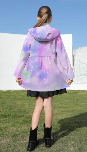 Image of Cromoncent Girl's Rain Jackets Waterproof Hoodie Trench Coat Cute Dress Coat Outerwear, 3-12 Years