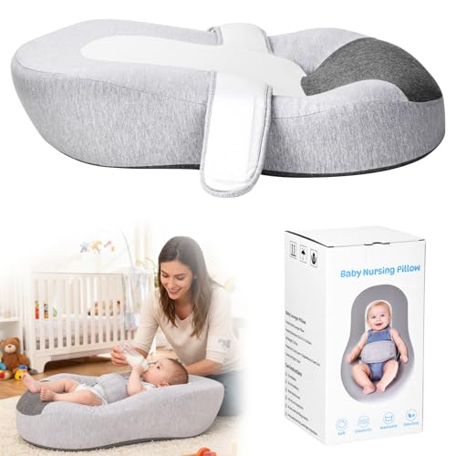 Ktilura Reflux Pillow for Baby, Baby Feeding Support Wedge Pillow for Reducing Spit-Up, 2 Machine-Washable Pillowcases for Bottle Feeding