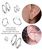 KOMUNJ 5 Pairs Set Stainless Steel Huggie Hinged Hoop Earrings for Men Women, Earrings Men Women Earrings Hoops, Hoop Earrings Set for 8/10/12/14/16mm, Silver #2