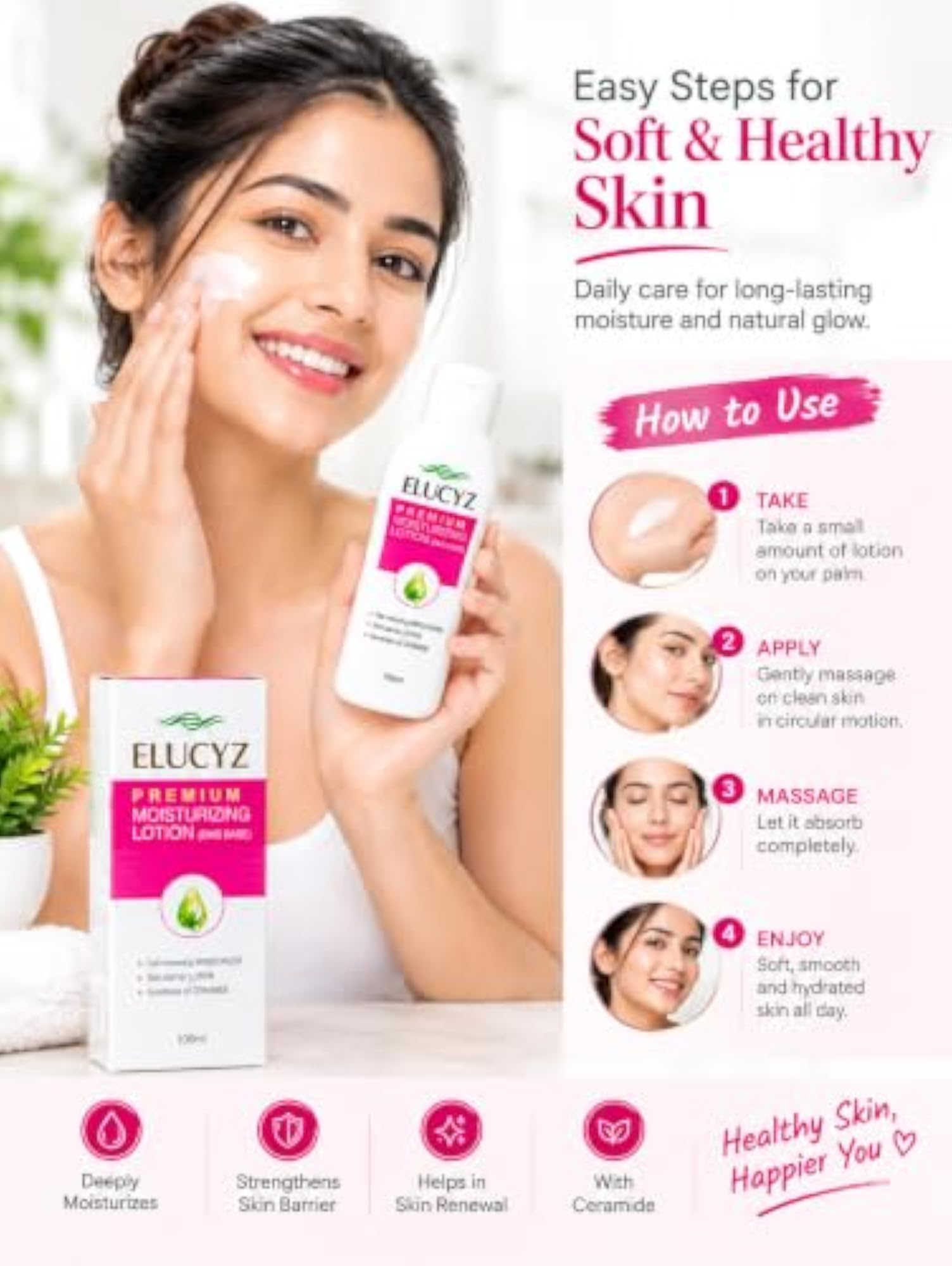 ELUCYZ Premium Moisturising Lotion with Ceramide, 100ml