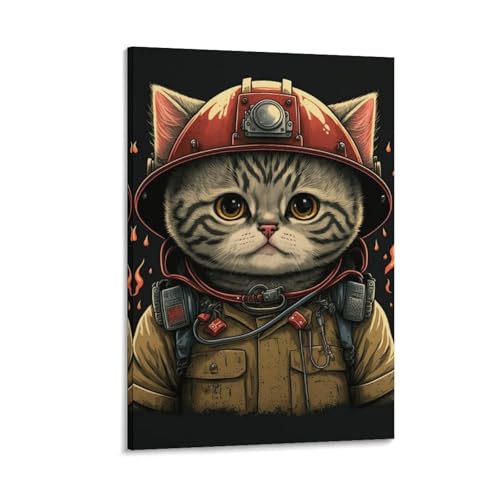 Toile Chat Pompier36 POLIUAWS Tableau Décoration Maison 30x45 cm - 5