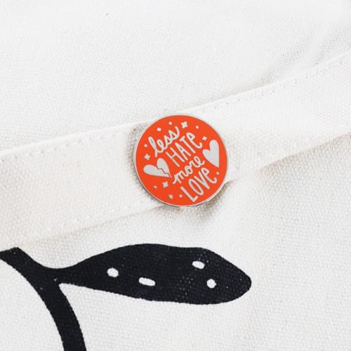 Image of Less Hate More Love Enamel Lapel Pin Orang Circular Brooch Badge Accessories