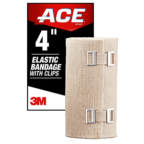 Ace 4 Inch Elastic Bandage With With Clips, Beige, Great For Leg, Shoulder And More, 1 Count #TOP1