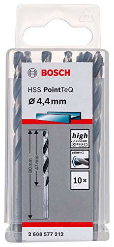 Bosch Professional 10x forets hélicoïdaux HSS PointTeQ (pour métal, 4,4 x 47 x 80 mm, accessoires pour perceuses-visseuses)